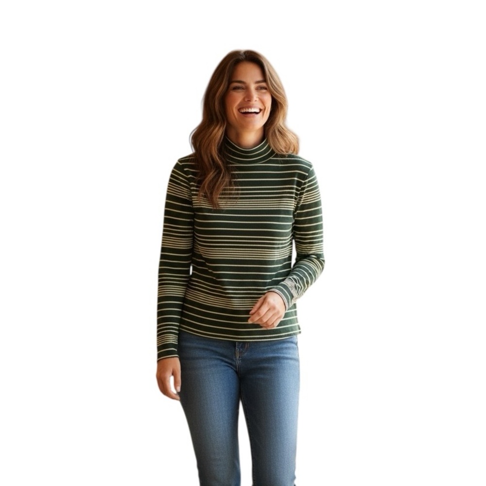 Title Nine striped athleisure long sleeve turtle neck shirt